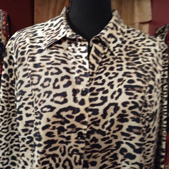 Chico's Leopard & Zebra‎ Print Button Down Shirt XL/16 - Picture 3 of 5